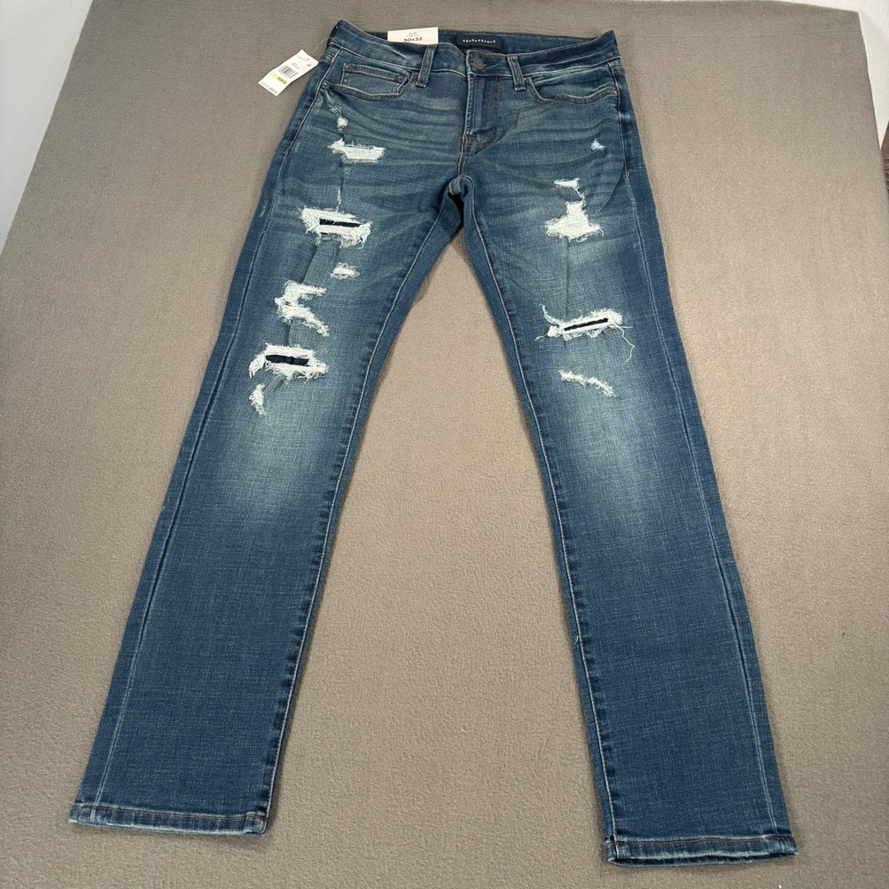 Aeropostale Slim Stretch Jeans Mens Size 30x32 Blue Distressed Ripped 231781